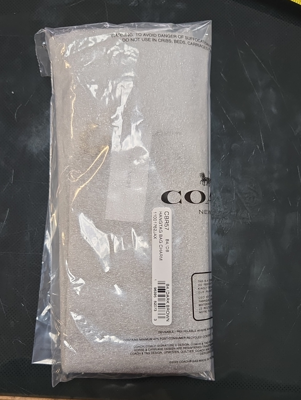 NWT XL Coach Leatherware Hang Tag in Dark Brown with  Chain - Picture 6 of 6